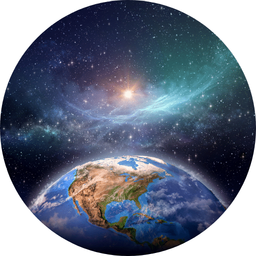 earth with sun and stars