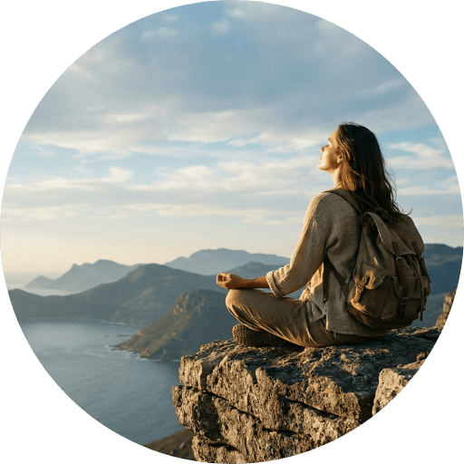 woman meditating on rock