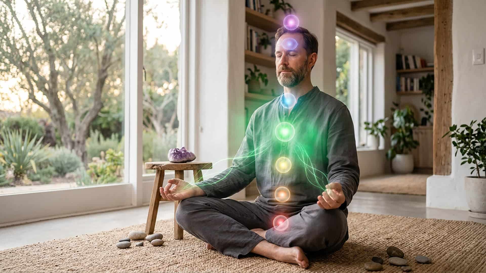 man meditating with chakra balance
